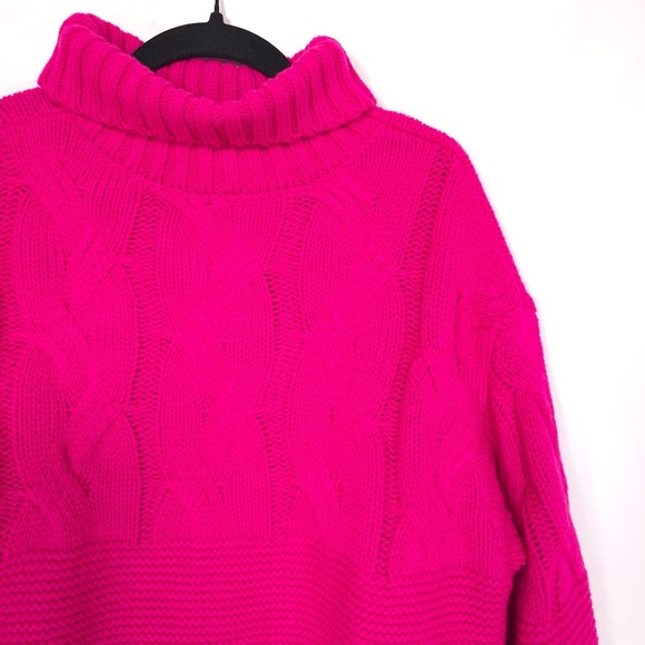 Anthropologie Callahan‎ Size XS Cable Knit Sweater Dress Hot Pink Mini Colorful - Picture 8 of 11